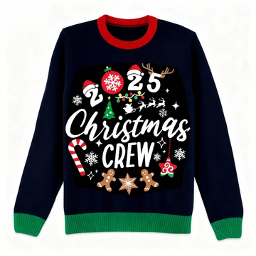 2025 Slogan Print Holiday Sweater - Intentional Festive Quirk