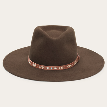 Classic Flat Brim Felt Fedora - Brown