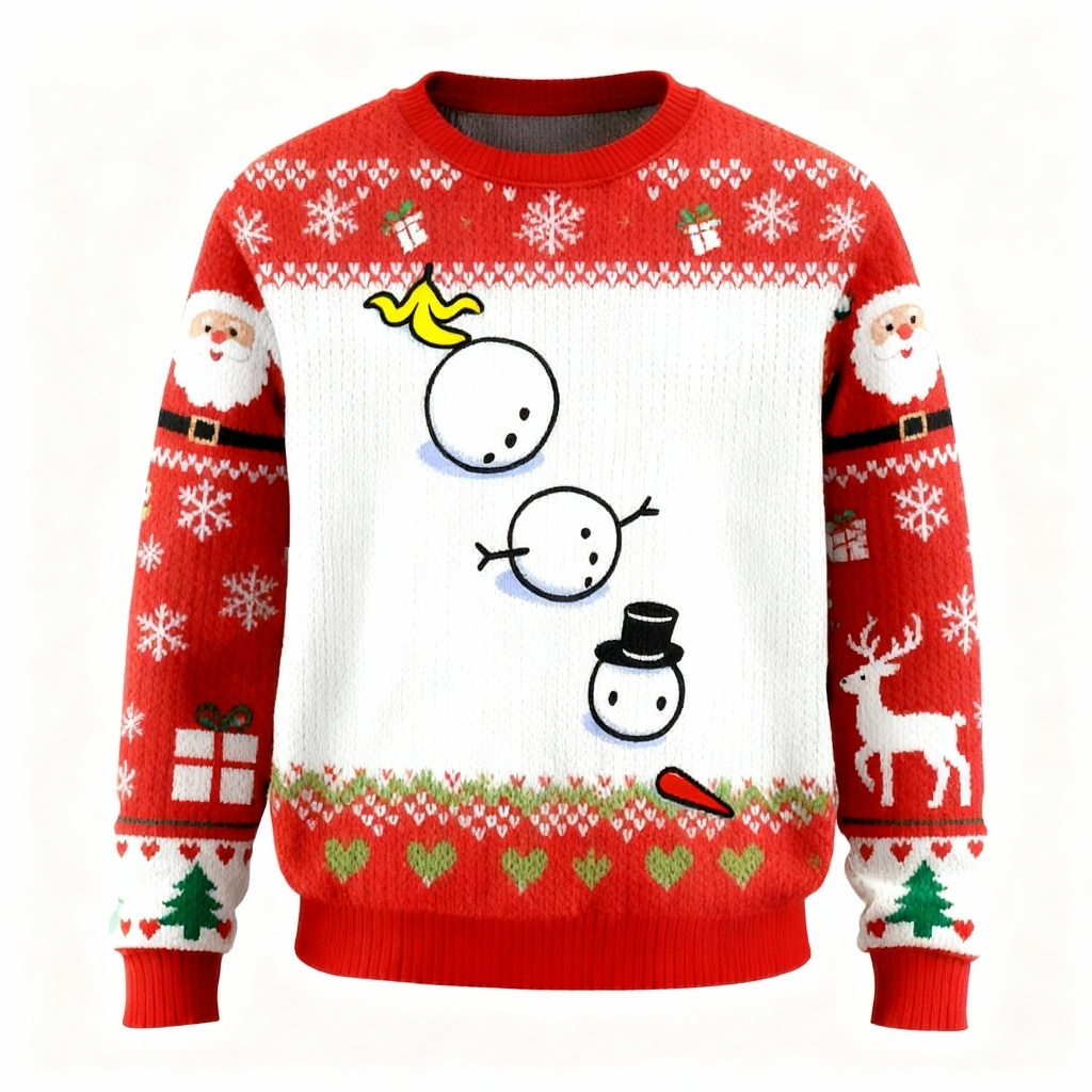 Funny Snowman Pattern Ugly Sweater - Unisex Christmas Party Essential