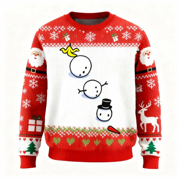 Funny Snowman Pattern Ugly Sweater - Unisex Christmas Party Essential