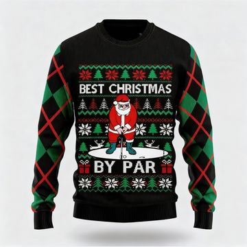 Colorful Santa Claus Pattern Design - Maximalist Christmas Print Ugly Sweater