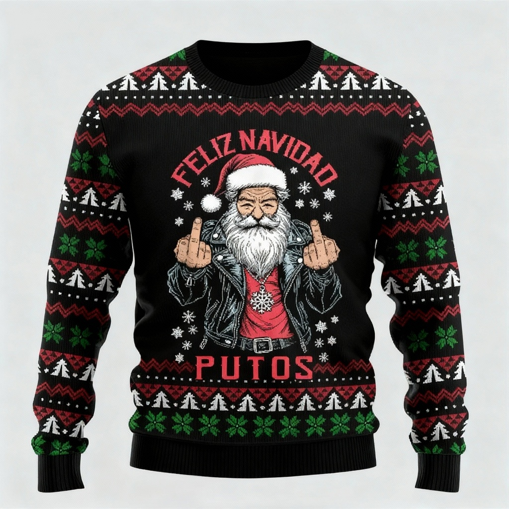 Quirky, Cozy & Festive: The Funny Santa Print Christmas Jumper
