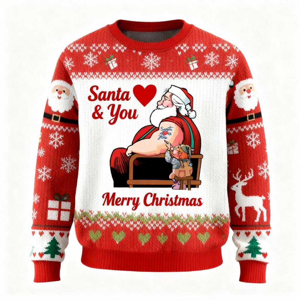 Lovely Santa Pattern Ugly Sweater - Unisex Christmas Party Essential