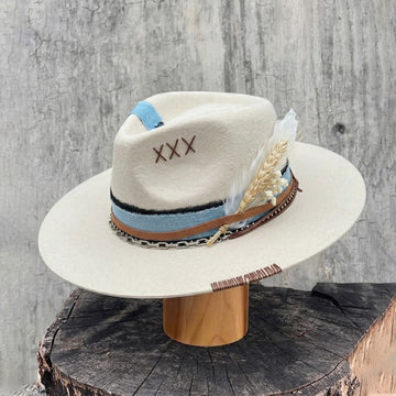 Cream Felt Fedora with Dried Flower Band
