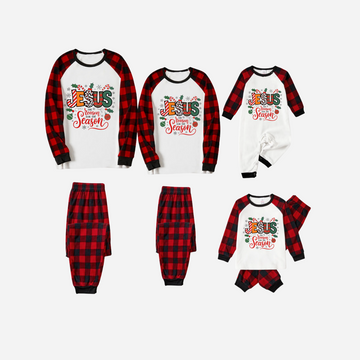 "Jesus is the REASON for the Season" Matching Christmas Pajamas Set - Black and Red Plaid Pajamas