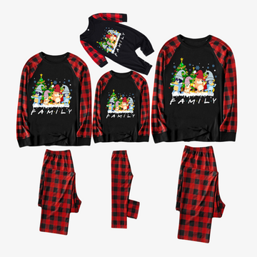 Bluey Character "Family" Design Black&Red Plaid Pants Family Matching Pajama Set