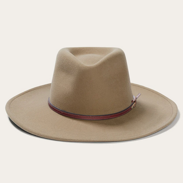 Luxury Wide Flat Brim Fedora Hat - Mushroom