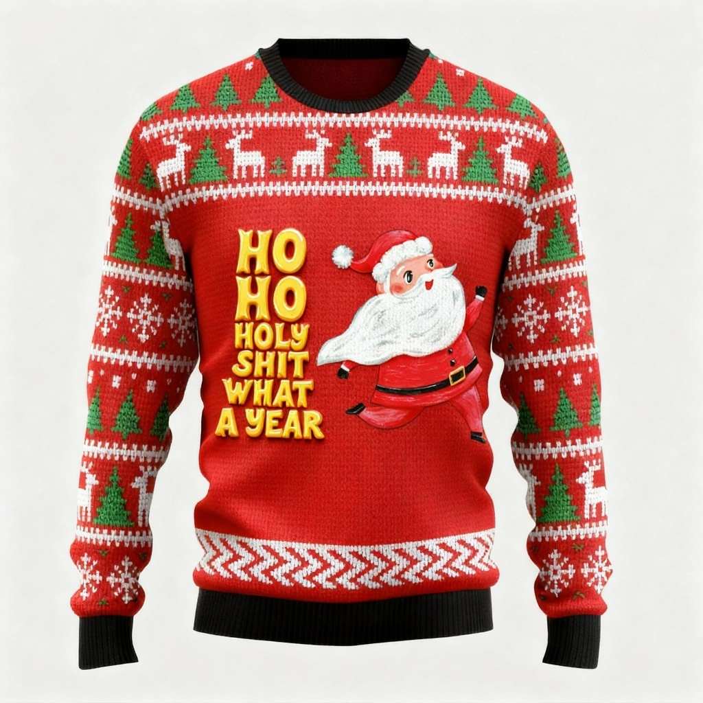 Funny "HO HO HO" Pattern Print Sweater - Ugly & Cozy Unisex Pullover