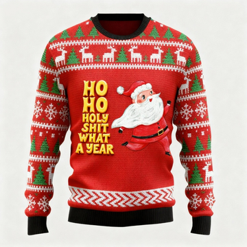 Funny "HO HO HO" Pattern Print Sweater - Ugly & Cozy Unisex Pullover