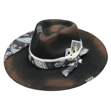 Modern Felt Hat – Burnt Finish, Textile Brim Decoration
