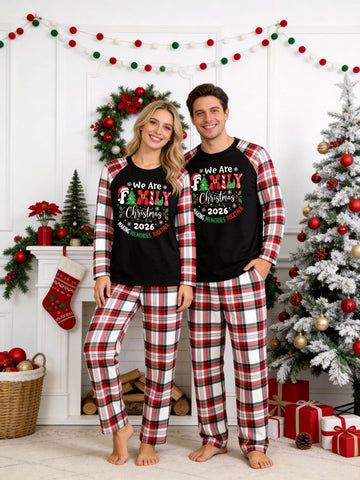 We Are Couple Christmas 2026 Letter Print Matching Couple Pajamas Holiday PJs