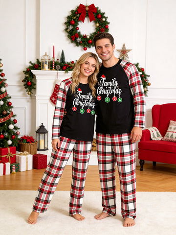 2026 Christmas Bauble Ornament Print Matching Couple Christmas Pajamas Set