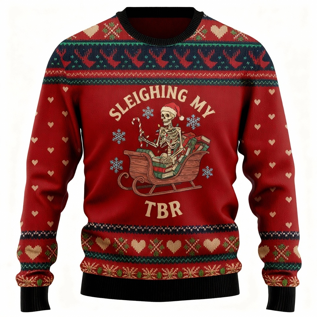 Funny Skull Print - Holiday Iconography Ugly Sweater