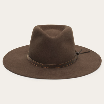 Adjustable Flat Brim Fedora Unisex - Brown