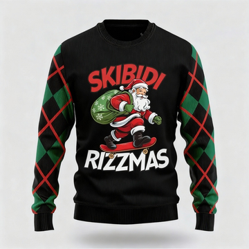 Santa Claus Print - Maximalist Christmas Print Ugly Sweater