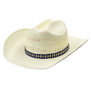 Curved-Brim Straw Hat – Cut-Out Crown Detail