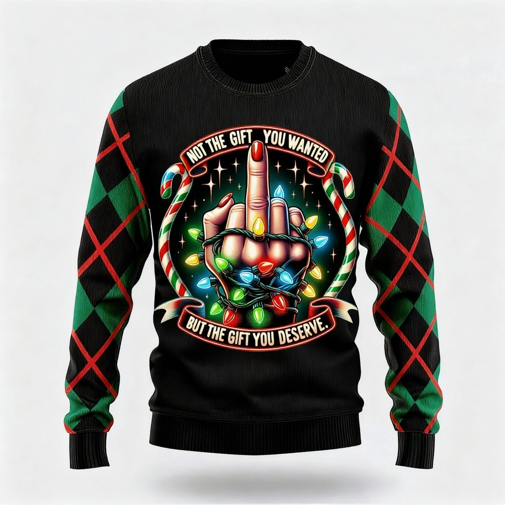 Funny Pattern Design - Maximalist Christmas Print Ugly Sweater