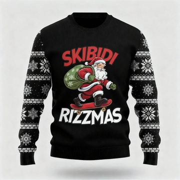 Santa Clause Print - Black Holiday Icon Sweater