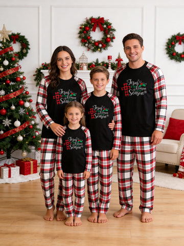 Christian Religious Cross Print Matching Family Christmas Pajamas Holiday PJs