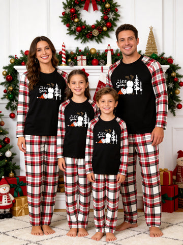 Let It Snow Funny Snowman Graphic Matching Family Christmas Pajamas Holiday PJs