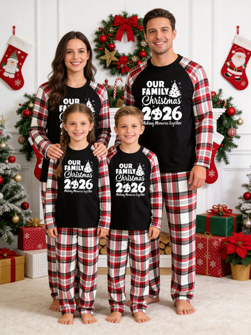2026 Personalized Family Christmas Tree Plaid Matching Family Pajamas Holiday PJs