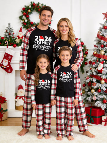 2026 Santa Hat Script Matching Family Christmas Pajamas Holiday Sleepwear