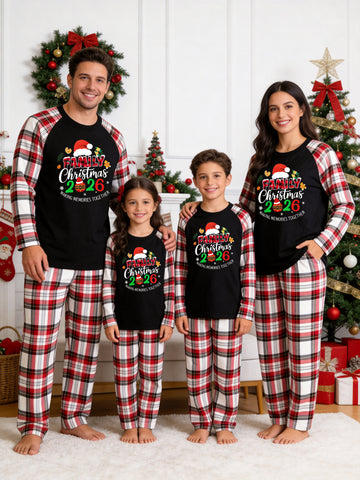 2026 Family Christmas Plaid Matching Family Pajamas Holiday Sleepwear Set