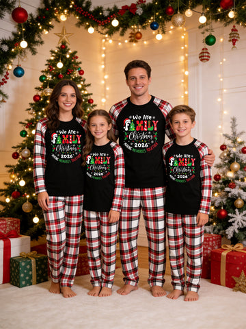 We Are Family Christmas 2026 Letter Print Matching Family Pajamas Holiday PJs