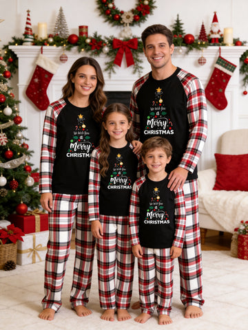 We Wish You a Merry Christmas Tree Matching Family Pajamas Holiday PJs
