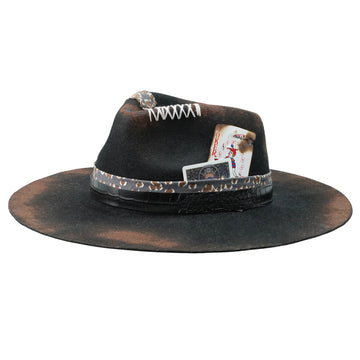 Artistic Felt Hat – Sculpted Crown, Eclectic Hatband
