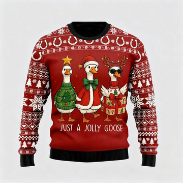 Christmas Gooses Red Holiday Icon Sweater
