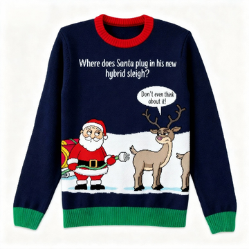 Festive & Fearless: Goofy Santa Print Christmas Jumper