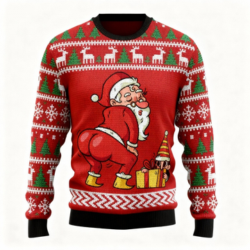 Funny Christmas Gift Santa Print Sweater - Ugly & Cozy Unisex Pullover