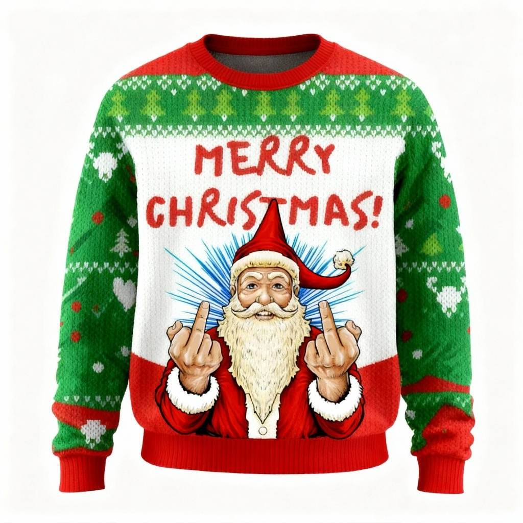 Funny Xmas Pattern Print Unisex Ugly Christmas Sweater - Funny Holiday Party Pullover