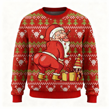 Funny Ugly Christmas Sweater for Men & Women - Santa Claus Print