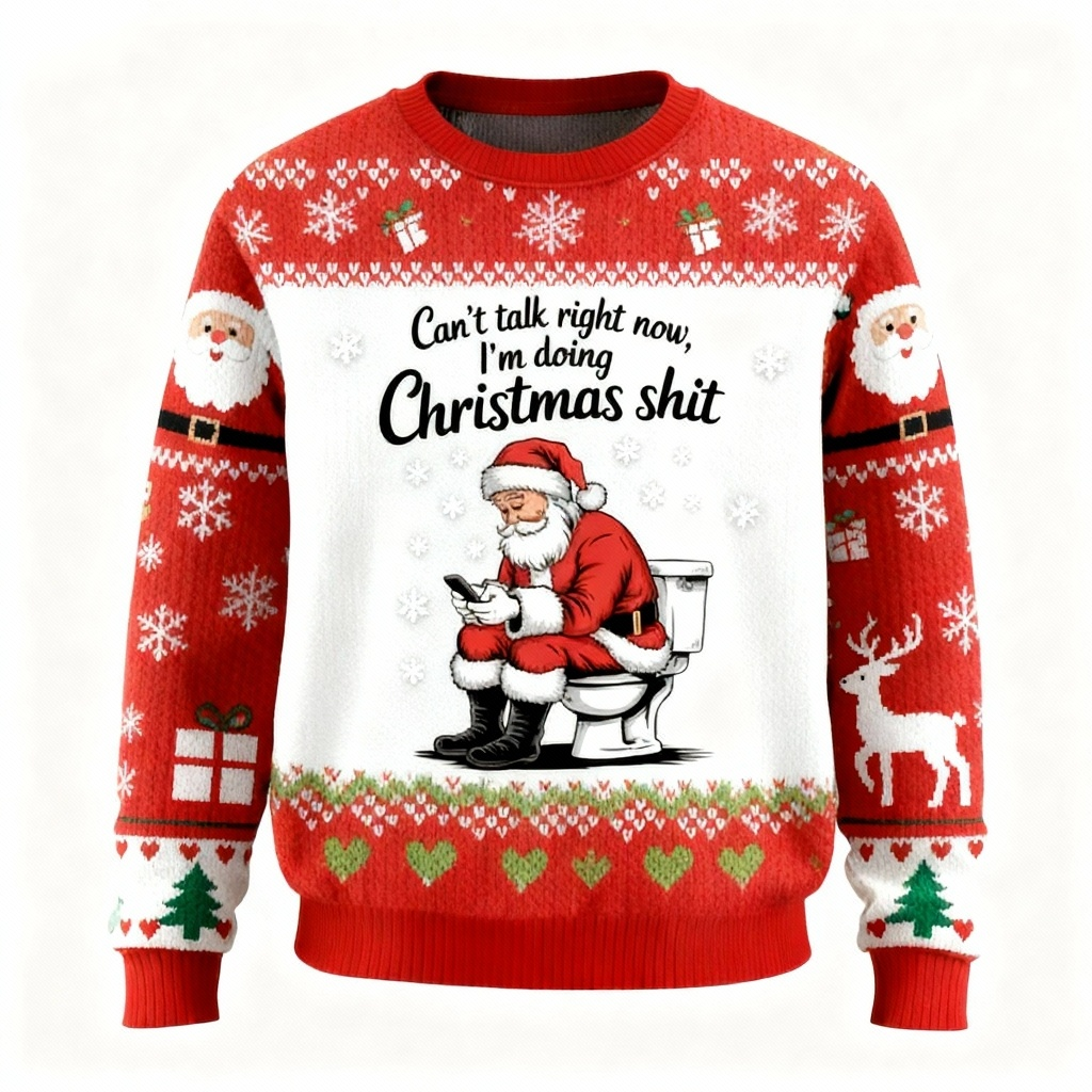 Goofy Santa Pattern Ugly Sweater - Unisex Christmas Party Essential