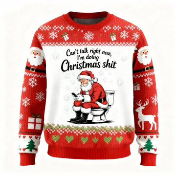 Goofy Santa Pattern Ugly Sweater - Unisex Christmas Party Essential