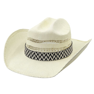 Chic Straw Hat – Soft Curve, Neutral Pattern Detail