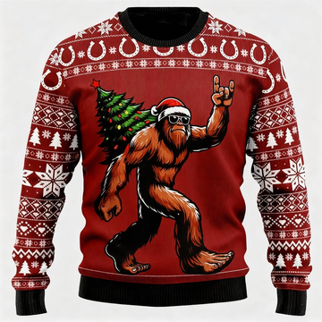 Christmas Animal Print - Red Holiday Icon Sweater