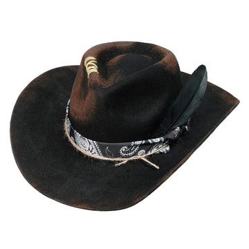 Statement Felt Hat – Rolled Brim, Hand-Tied Knots