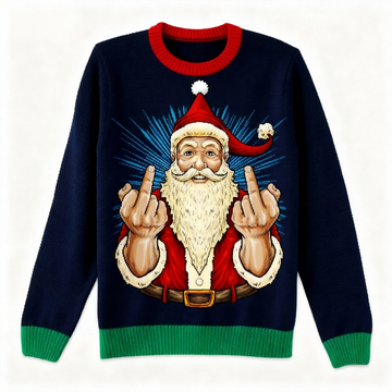 Festive & Fearless: Funny Santa Print Christmas Jumper