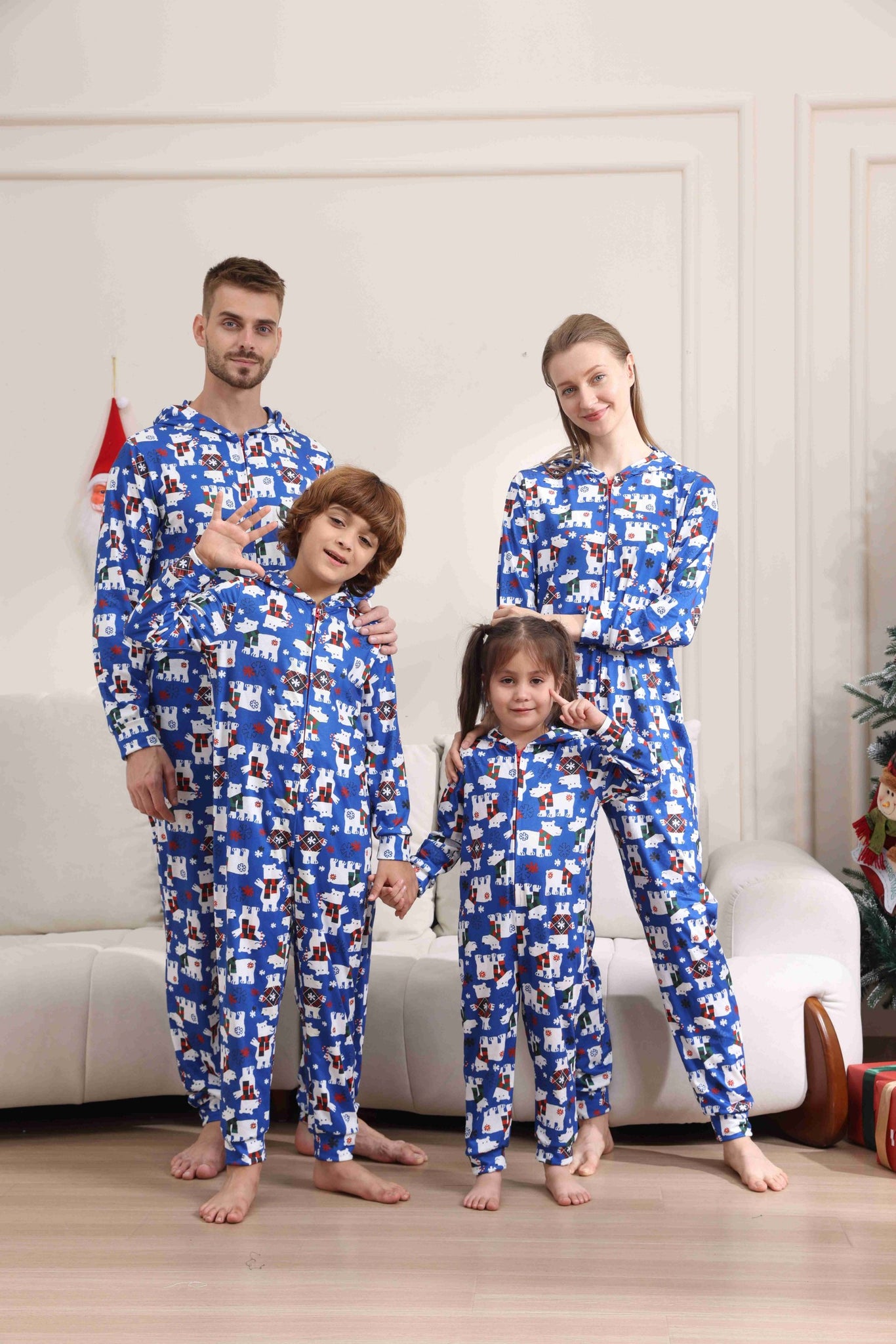 Christmas Bear Print Long-sleeve Onesies Pajamas