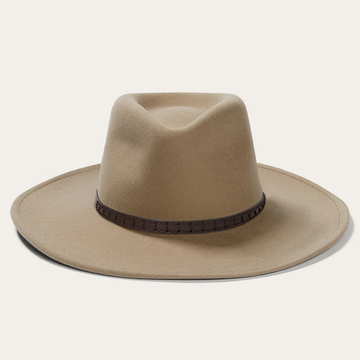 Modern Flat Brim Felt Fedora - Mushroom