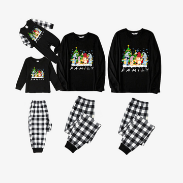 Bluey Character "Family" Design Black&White Plaid Pants Family Matching Pajama Set