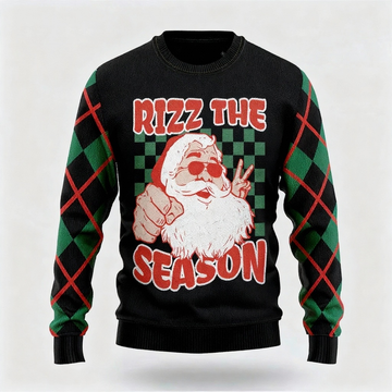 Colorful Santa Claus Print - Maximalist Christmas Print Ugly Sweater