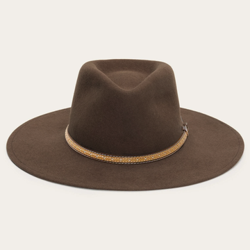 Versatile Flat Brim Fedora Hat - Brown