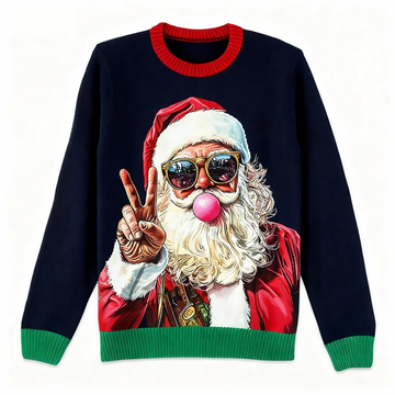 Cute Santa Claus Print Holiday Sweater - Intentional Festive Quirk