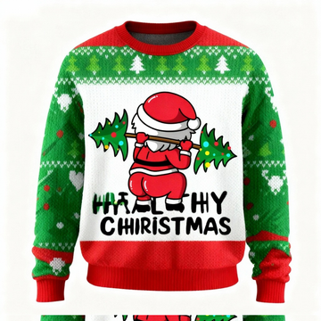 Playful Christmas Print Unisex Ugly Sweater - Funny Holiday Party Pullover