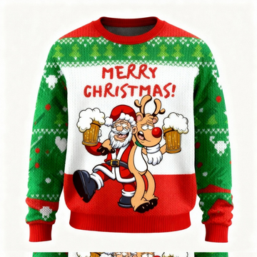 Funny Pattern Print Unisex Ugly Christmas Sweater - Funny Holiday Party Pullover