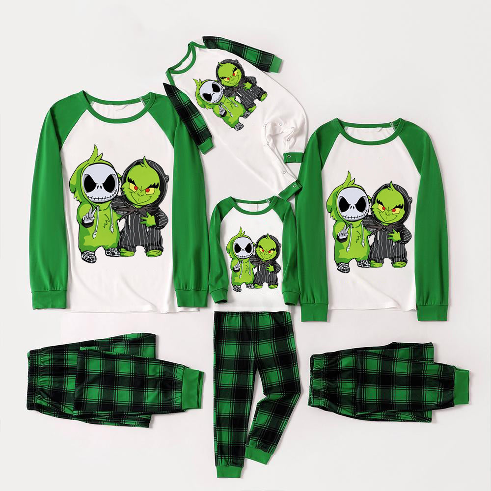 Christmas Cute Cartoon Print Family Matching Raglan Long-sleeve Pajamas Sets 2